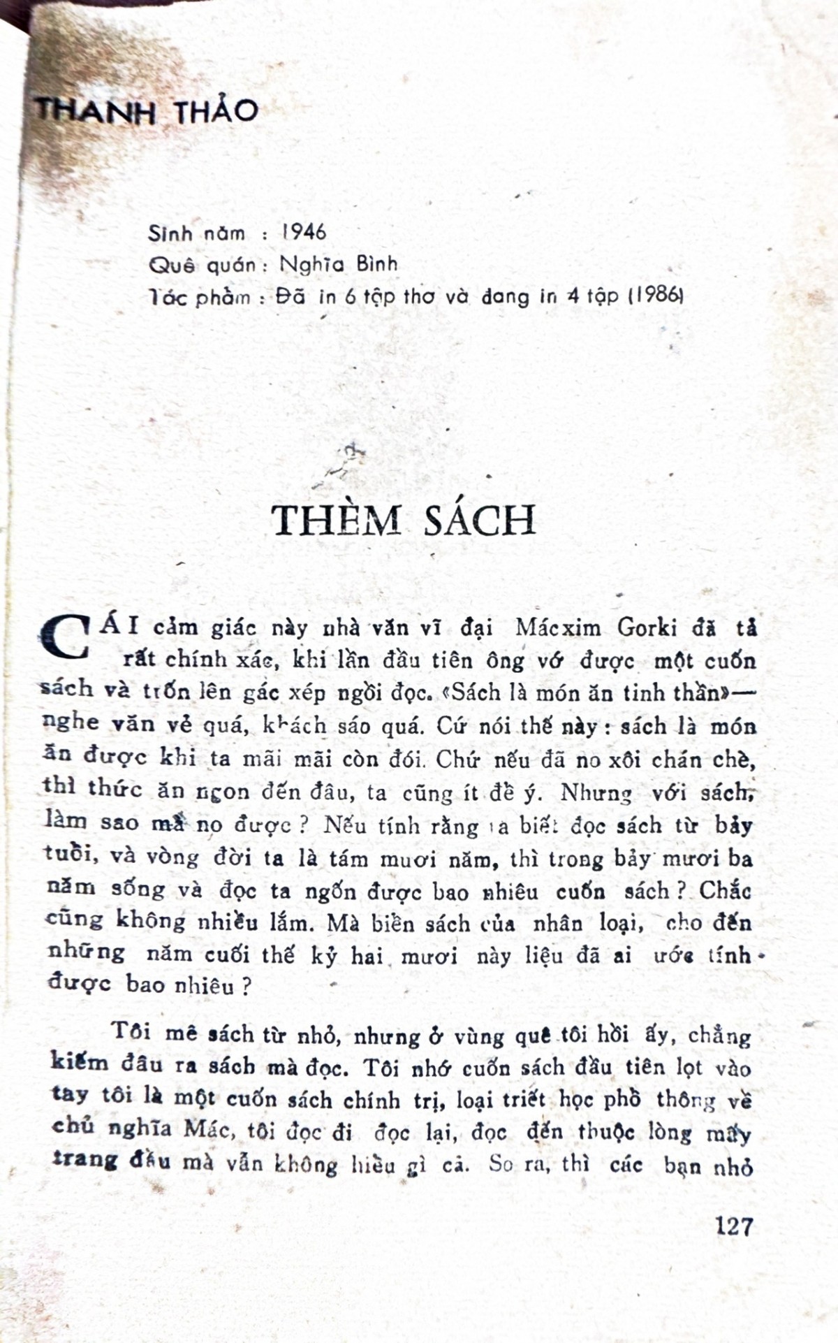 Thèm sách - Bút ký của nhà thơ Thanh Thảo