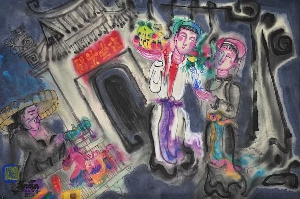 trung bay ky uc hoi hoa cua co hoa si tran nguyen dung